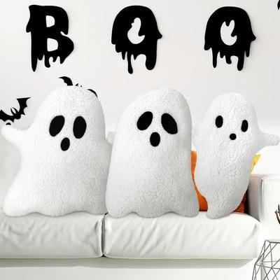 32cm Cute Halloween Pillow Stuffed Ghost Throw Pillow Soft Cartoon Ghost Doll Toy Stuffed Plushie Home Halloween Decorations