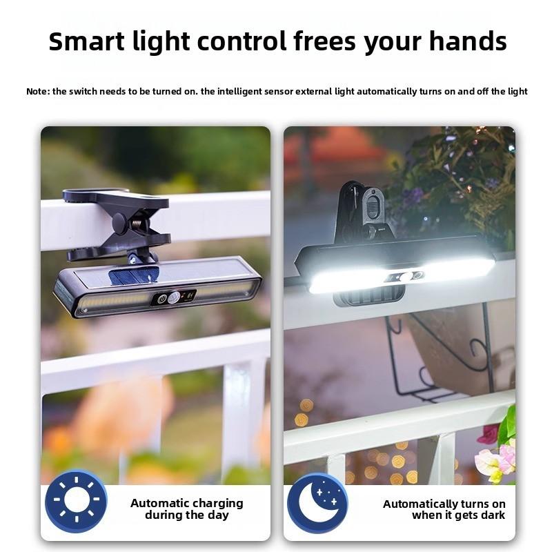 Outdoor Solar Clip Light Super Bright Induction Lamp Home Camping Courtyard