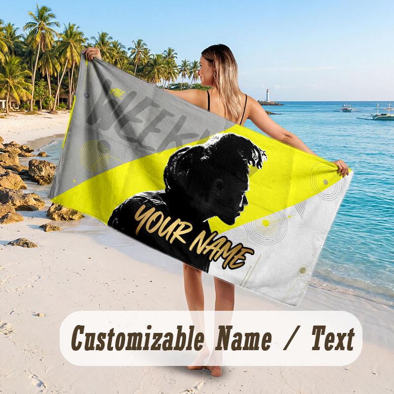 Custom Name Large Beach Towel,The Weeknd Quick Absorbent Towel For Outdoor Travel Poolside