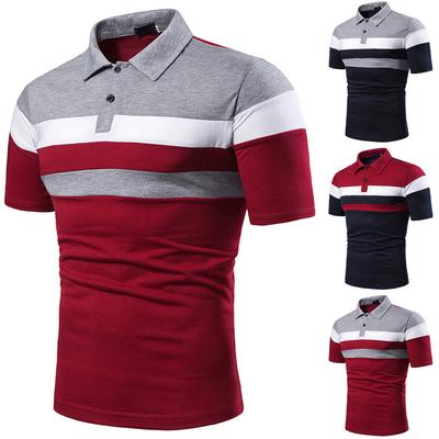 Summer Polo Shirts Men Fashion Turn Down Collar Business Casual T Shirts Shorts Sleeve Patchwork Polos Tees Shirt