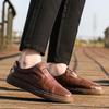 Men's Casual Slip-on Leather Loafers - British Style, Elastic Band, Versatile Youthful Design, White.
