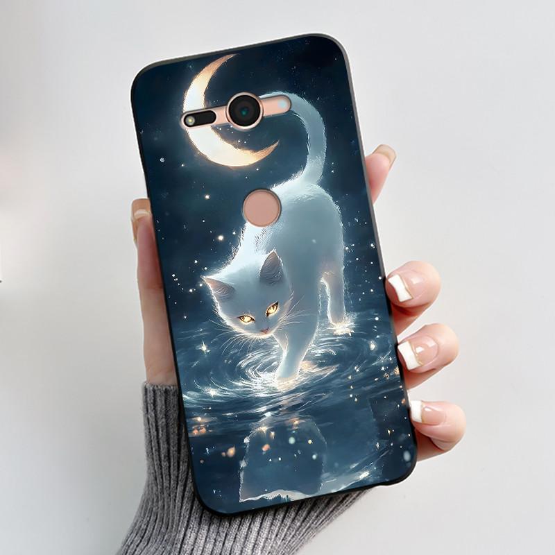 Per Sony Xperia XZ2 Compact H8324 H8314 Custodia Estetica Moda Gatto Carino Cartone Animato Antiurto Nero Silicone Morbido Sottile Cover Posteriore