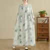 Spring  Vintage Floral Maxi Dress Loose Oversize Long Sleeve Casual Basic Printing Women Plus Size Long Dress