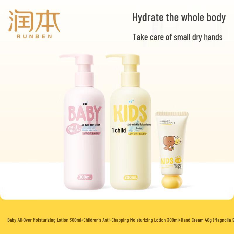 RUNBEN Kids Body Lotion Set with Vitamin E Hand Cream