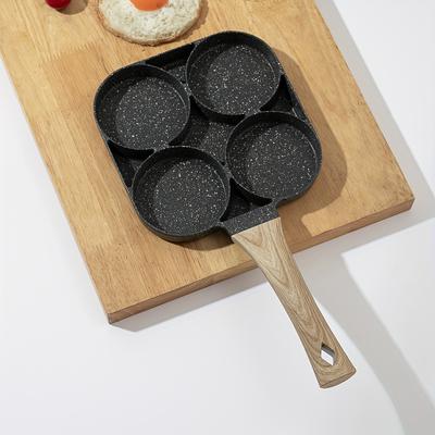 Four Hole Medicinal Stone Frying Pan, Non Stick Flat Bottom, Egg Dumpling Pot, Egg Burger, Frying Pan, 1 Piece