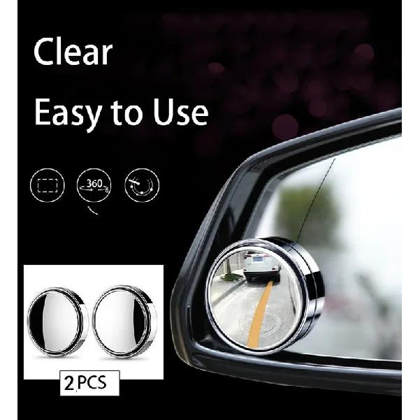 2Pcs Round Frame Convex Blind Spot Mirror Safety Driving Wide-angle 360 Degree Adjustable Clear Rearview Mirror Car Accessories