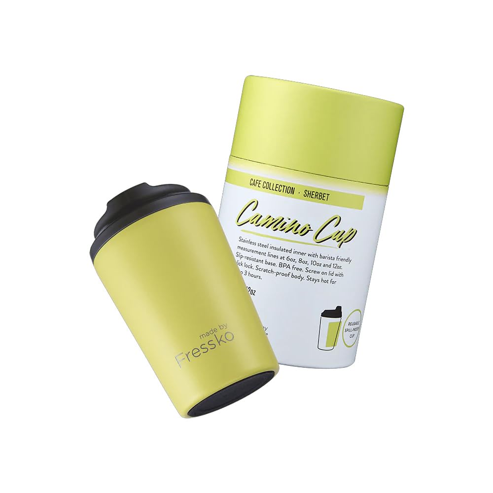 

Сделано Fressko Camino Тамблер для сохранения кофе свежим на очень 340 мл 12 унций Кофе, Дольше, Герметичный, / (Шербет)