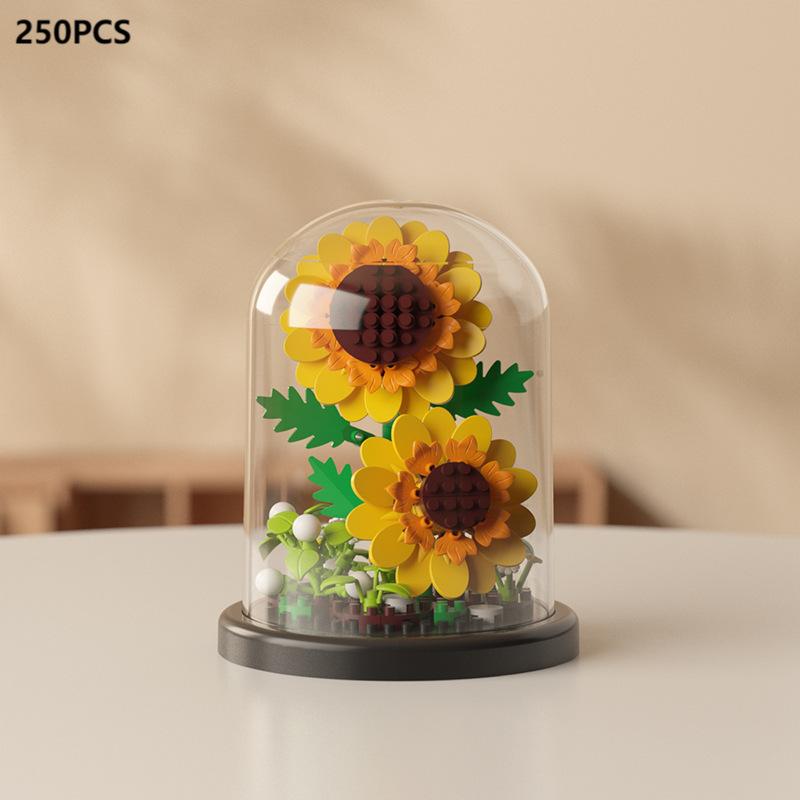 DOUBUILT Eternal Bouquet Display Box Micro Building Block MOC Flower Model DIY Home Desk Plant Decoration Brick Toy for Children