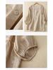 2025 Spring/Summer Women's V-neck Waist-Cinching Cotton Linen Top - Loose, Slimming, Versatile, Five-Sleeve Shirt