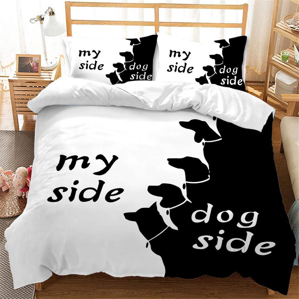 

Black And White Duvet Cover Set King And Queen Bedding Set For Couple Romantic Valentine s Day Presents Polyester Duvet Cover EU single(135x200cm)