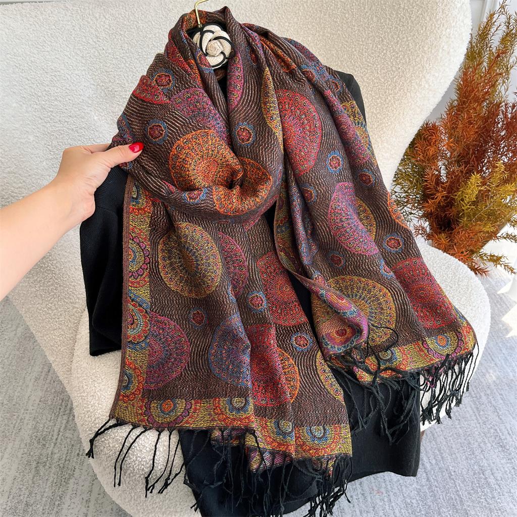 70x180cm Winter Warm Thick Jacquard Scarf Outdoor Women Travel Paisley Cashmere Tassel Shawl Neck Wrap Pashmina