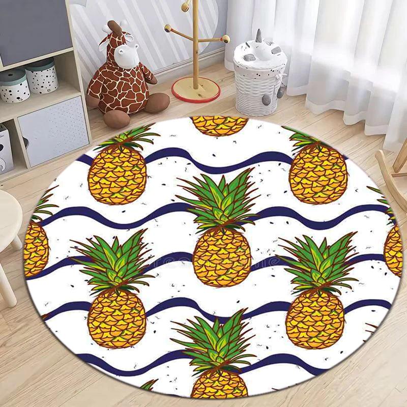 1Pc Food Theme Printed Circular Carpet, Home Door Mat, Outdoor Travel Protection Carpet A6