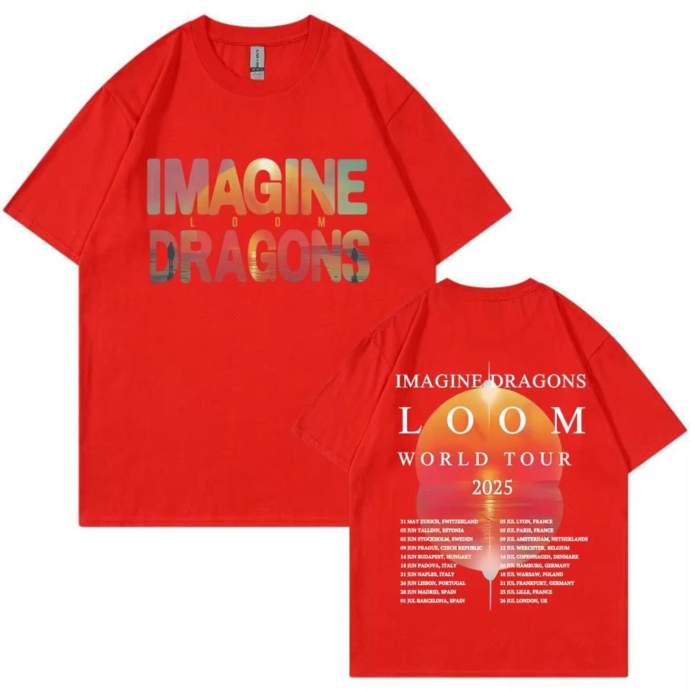 

Imagine Dragons Loom World Tour 2025 Tshirt Unisexs Women Fashion Vintage Hip Hop Oversized Short Sleeve Cotton Casual Tee Shirts 4XL