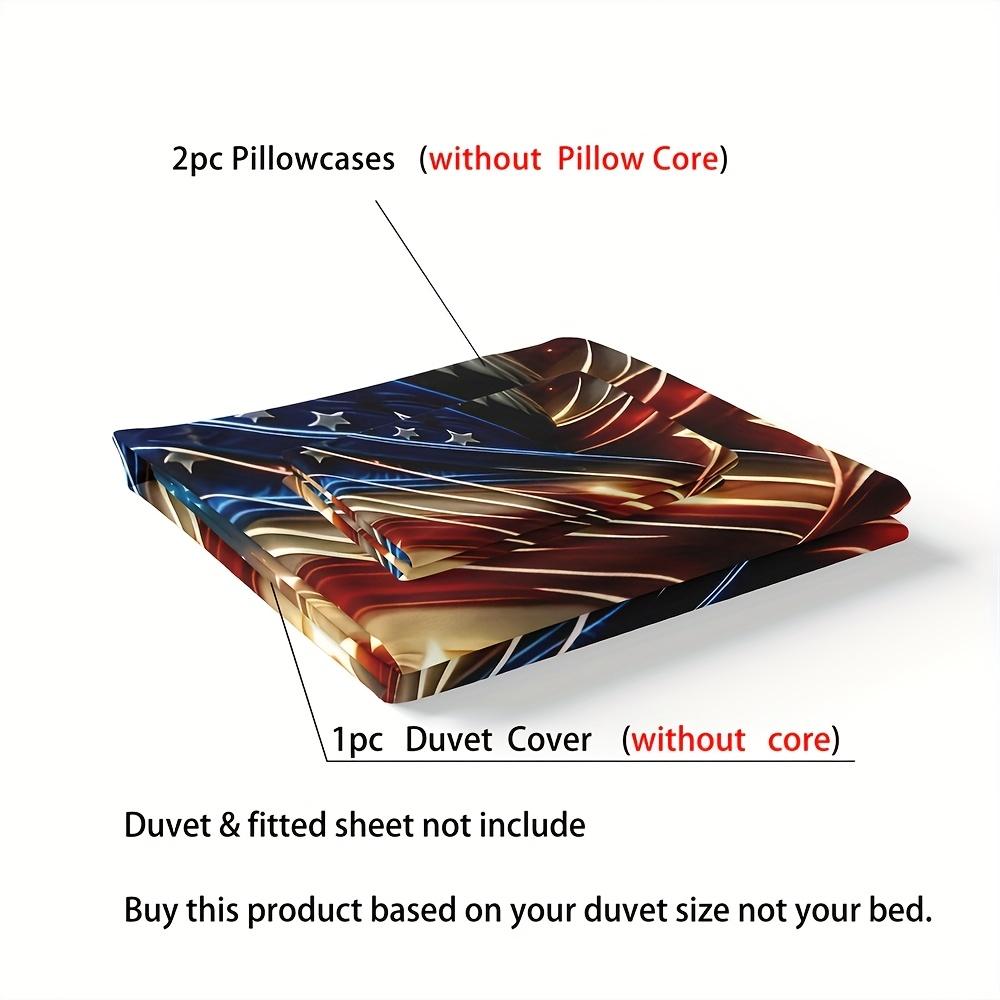 3Pcs Patriotic Eagle Duvet Cover Set - Soft, Breathable American Flag Design, Includes 1 Duvet Cover And 2 Pillowcases
