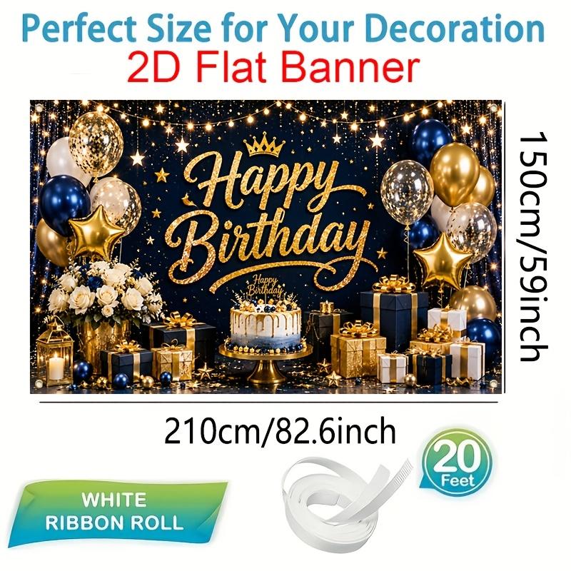 1Pcs Black Golden Neon Happy Birthday Cake Gifts Decoration Background Birthday Backdrop Decorations For Photo Studio Booth Party