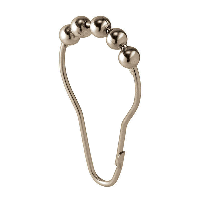 12Pcs Polished Satin Nickel 5 Roller Ball Shower Curtain Rings Bath Hooks