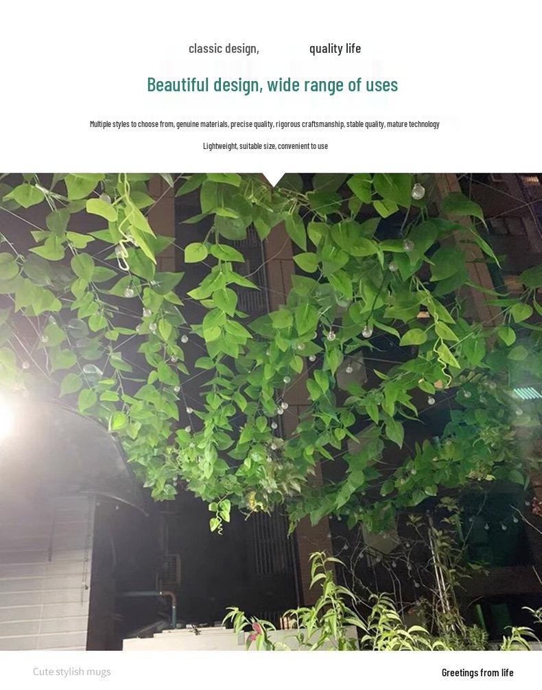 Artificial Rattan Green Pothos Leaf Vine: Decorative Plastic Plant for Ceiling or Home Décor