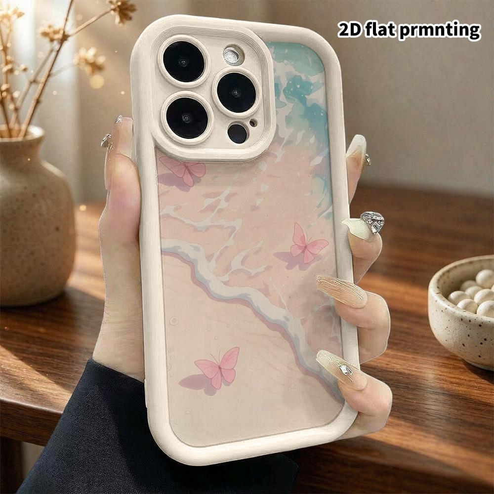 Phone case: 2D flat, suitable for iPhone 18 17 16 15 14 13 Pro protective case, seaside beach, perfect Christmas and Halloween holiday gift