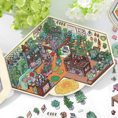 Kawaii 3D Small Shop 18.0 Miniature Scene Stickers Visual Stacking DIY Scrapbooking Pocket House Stickers Children Festival Gift
