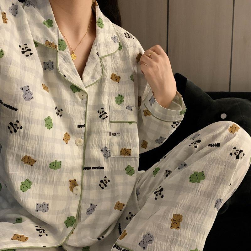 Cartoon Sausage Dog Plus Size Women's Long Sleeve Pajama Set for Spring/Autumn