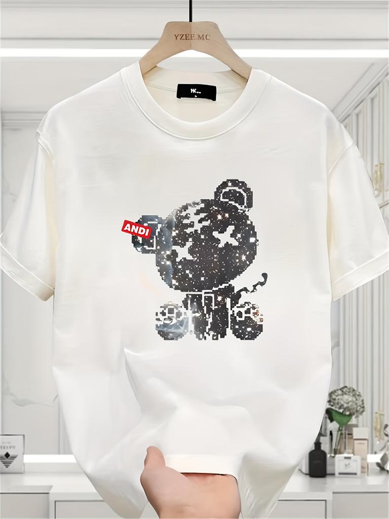 Heavyweight Trendy Brand Pure Shortsleeve Tshirt For Unisex Summer Korean Style Print Casual Versatile Top For Unisexs Clothing