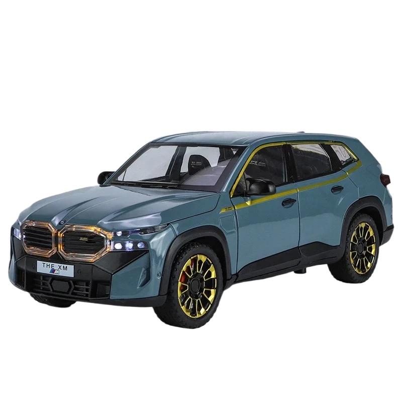 1/24 BMW XM Liga de Alumínio SUV Modelo de Carro Nova Energia Veículos Off Road Brinquedos Crianças Meninos Presente Som e Luz Coletivo Voiture Miniature