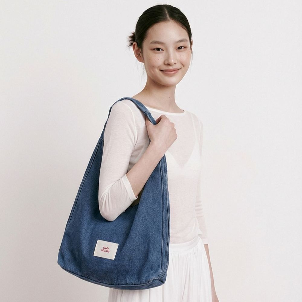 Fluit Studio Thick Denim Triangle Denim Shoulder Bag Handbag