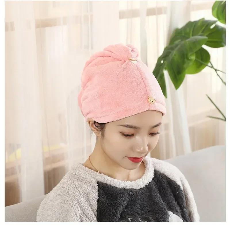 Hair Drying Hat Quick-dry Microfiber Hair Towel Cap Hat Women Bath Hat Solid Towel Cap Super Absorption Turban Hair Dry Cap 1PC