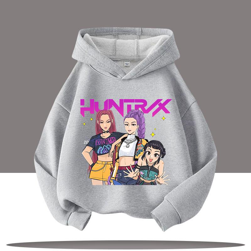 K-pop Mikiny Lovců démonů Chlapci Dívky Dlouhý rukáv Svrchní oděv Saja Chlapecký potisk Mikina s kapucí pro děti Módní svetr Dětské topy