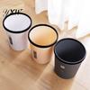 Trash Bin Garbage with Pressure Ring No Lid Space-Saving Plastic Kitchen Waste Container Bathroom Living Room Striped Can for Daily Life