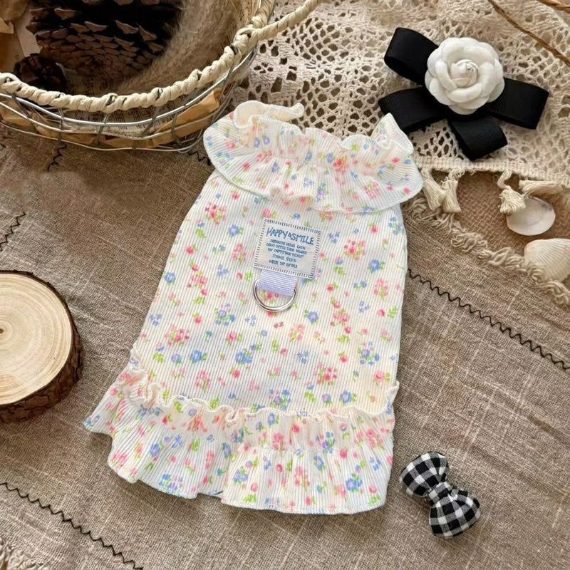 Spring and summer dogs, cats, thin anti-hair loss clothes, breathable belt, traction floral sling, better than bear pet clothing, anti-dirty