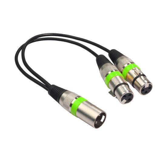 30cm audio kabel s antivibračním efektem, vyvážený přenos, zinková slitina, 2 v 1 XLR samec-XLR samice, audio prodlužovací kabel pro zvukovou konzoli