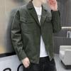Men's Large Lapel Corduroy Jacket - Stylish Embroidered Spring/Autumn Coat