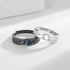 Fashion Retro Coloured Glaze Moonstone Couple Ring Angel and Demon Black White Couple Ring Adjustable Ring Jewelry Gift