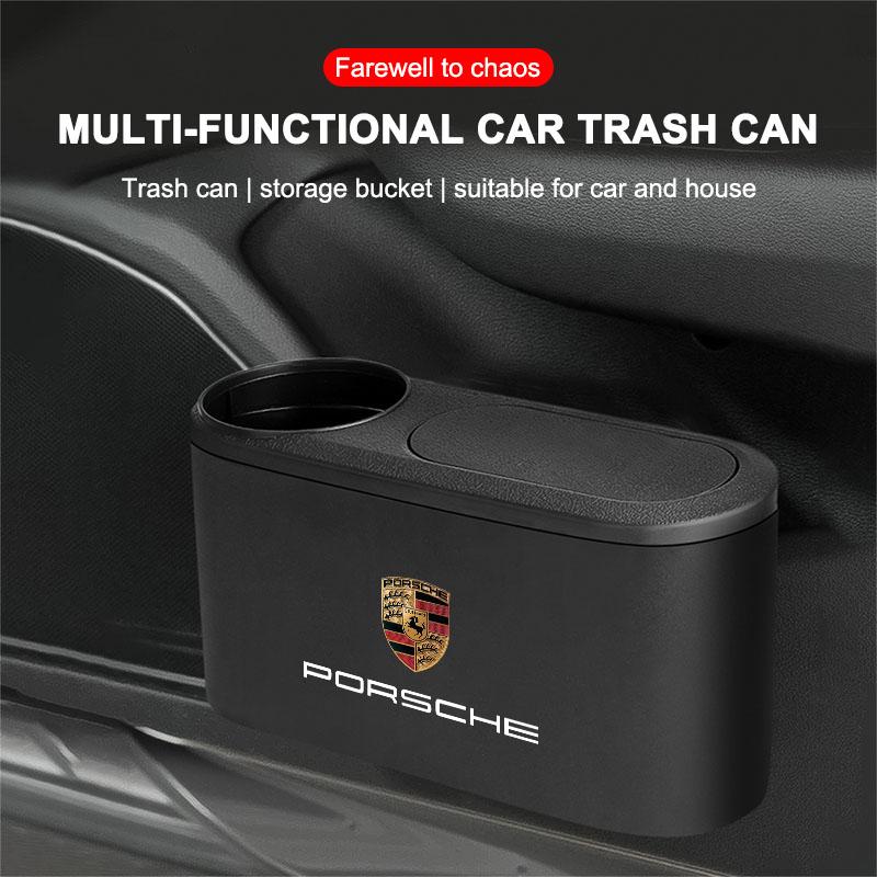 1Pcs Trash Can Auto Emblem Garbage Box Bin Storage Car Accessories For Porsche Boxster Cayenne Panamera Macan Cayman 911 918 996 917 991