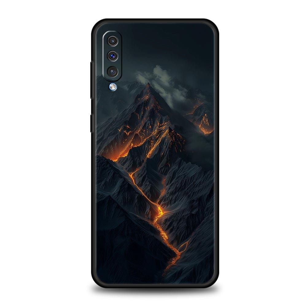 Black Mountain Peak Phone Case for Samsung Galaxy A56 A36 A26 A16 A34 A24 A42 A22 A20 A12 A40 A30 A10 5G Soft TPU Cover Shell