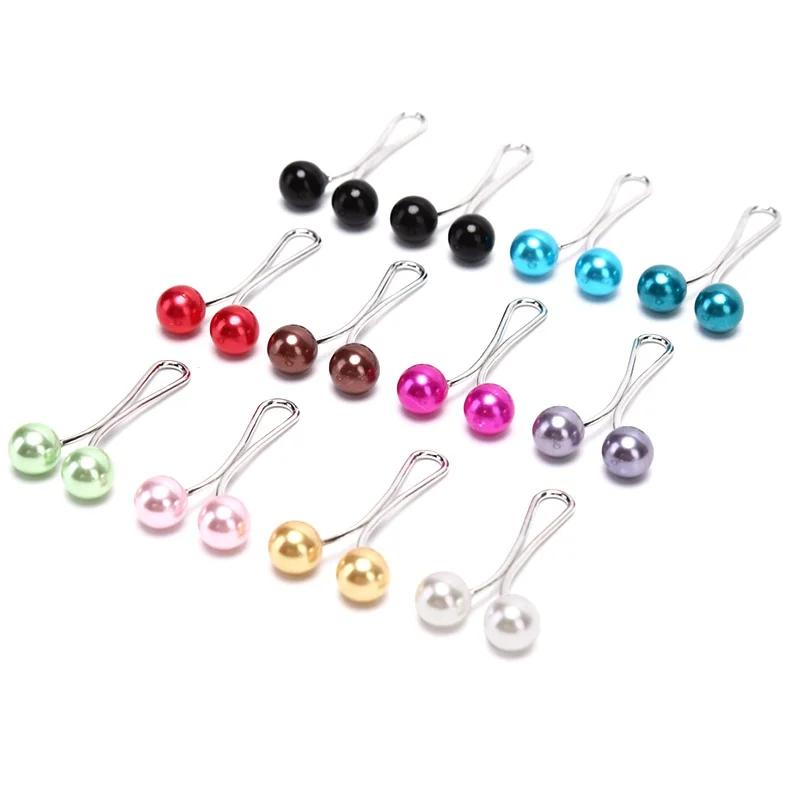12Pcs/Lot Anti Slip Brooch Headscarf Shawl Scarf Lady Muslim Fixed Pins Scarf Hijab Clips Pearl Stylish Brooch for Women Jewelry