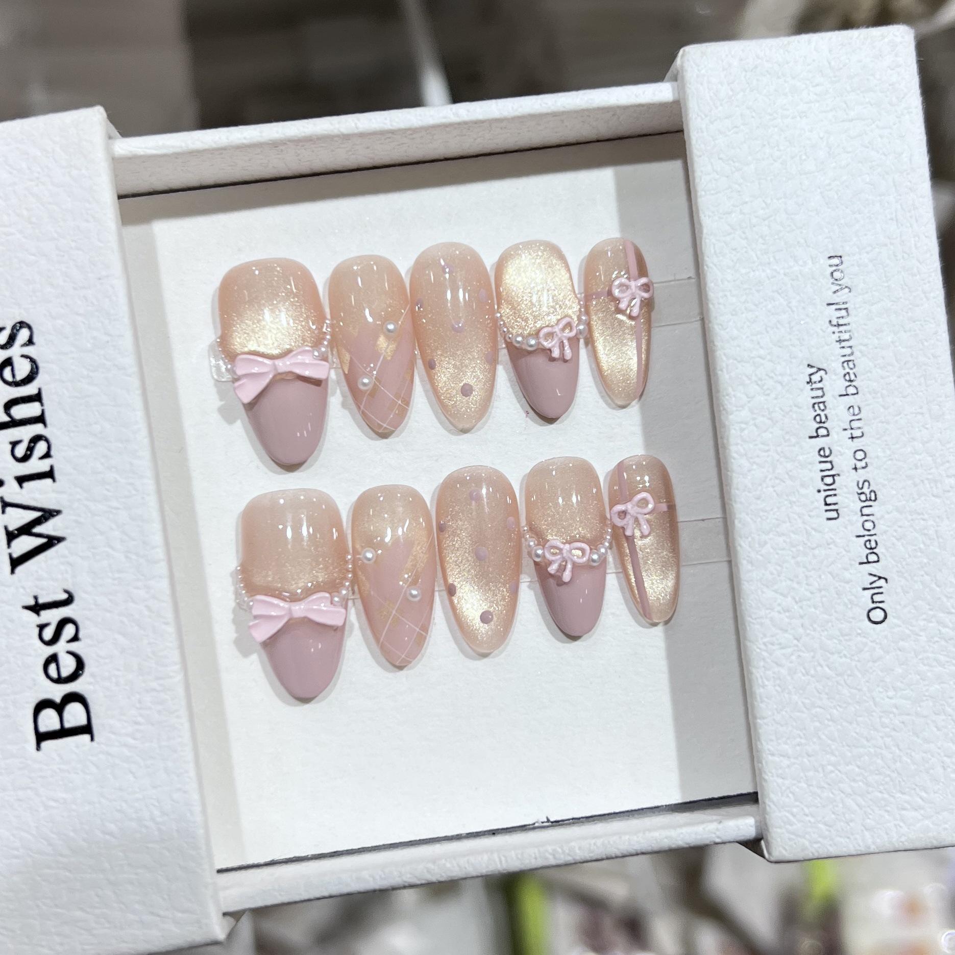 

Dorisun Балетные ногти-бабочки Весна/Лето Кошачий глаз В горошек Накладные ногти Large