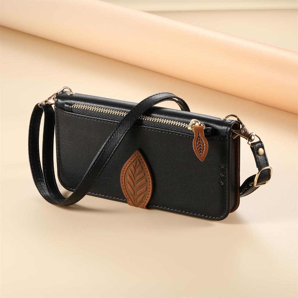 Crossbody-Handgelenkriemen Ledergeldbörse mit Kartenschlitz Handyhülle für IPhone 17 Air 16 Plus 15 14 13 12 Pro Max Schutzhülle