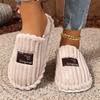 Multi Color Optional Fashionable Warm and Soft Fabric with Fluffy Plush Collar for Home Warm Winter Slippers - Skin Friendly Warm Couple Slippers