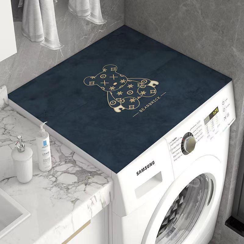 Solid Color Washing Machine and Refrigerator Dust Cover: Diatom Mud, Absorbent, Non-Slip, Dirt-Resistant Mat