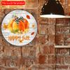 2d Flat 20*20cm, Autumn Home Decoration, Happy Autumn Pumpkin Wooden Circular Logo Creative Decoration Board, for Home, Office, Club Garden, Bar Decor