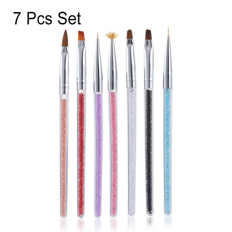 7pcs Nail Brushes Crystal Diamond Drawing Pen Nail Brush Crystal Carving Nail Art Pen