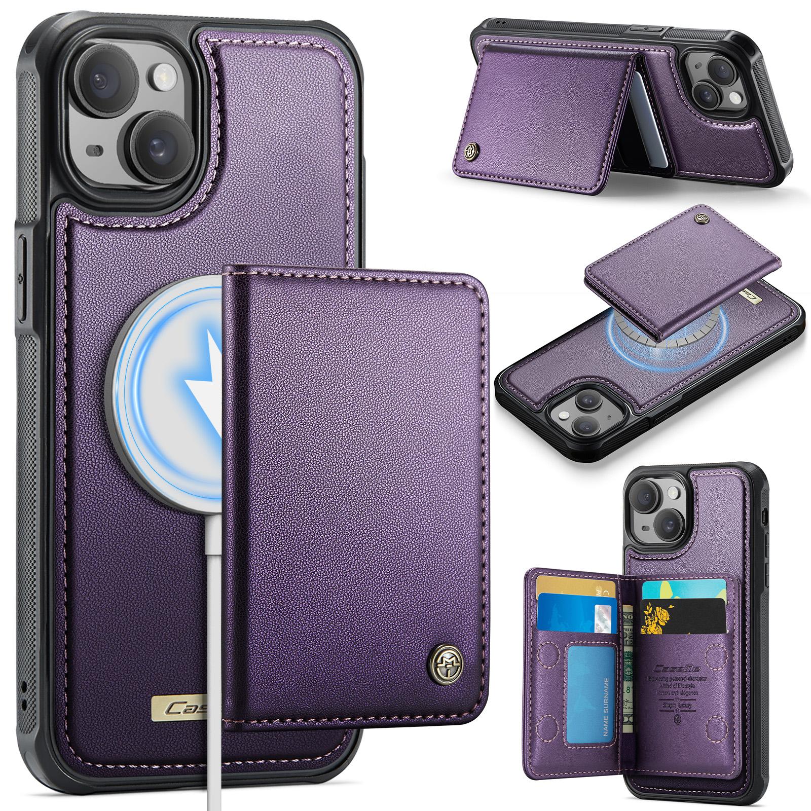 For iPhone 14 Plus/iPhone 15 Plus Magnetic Case CASEME ME80 Series Leather PC TPU Phone Cover with Detachable Wallet