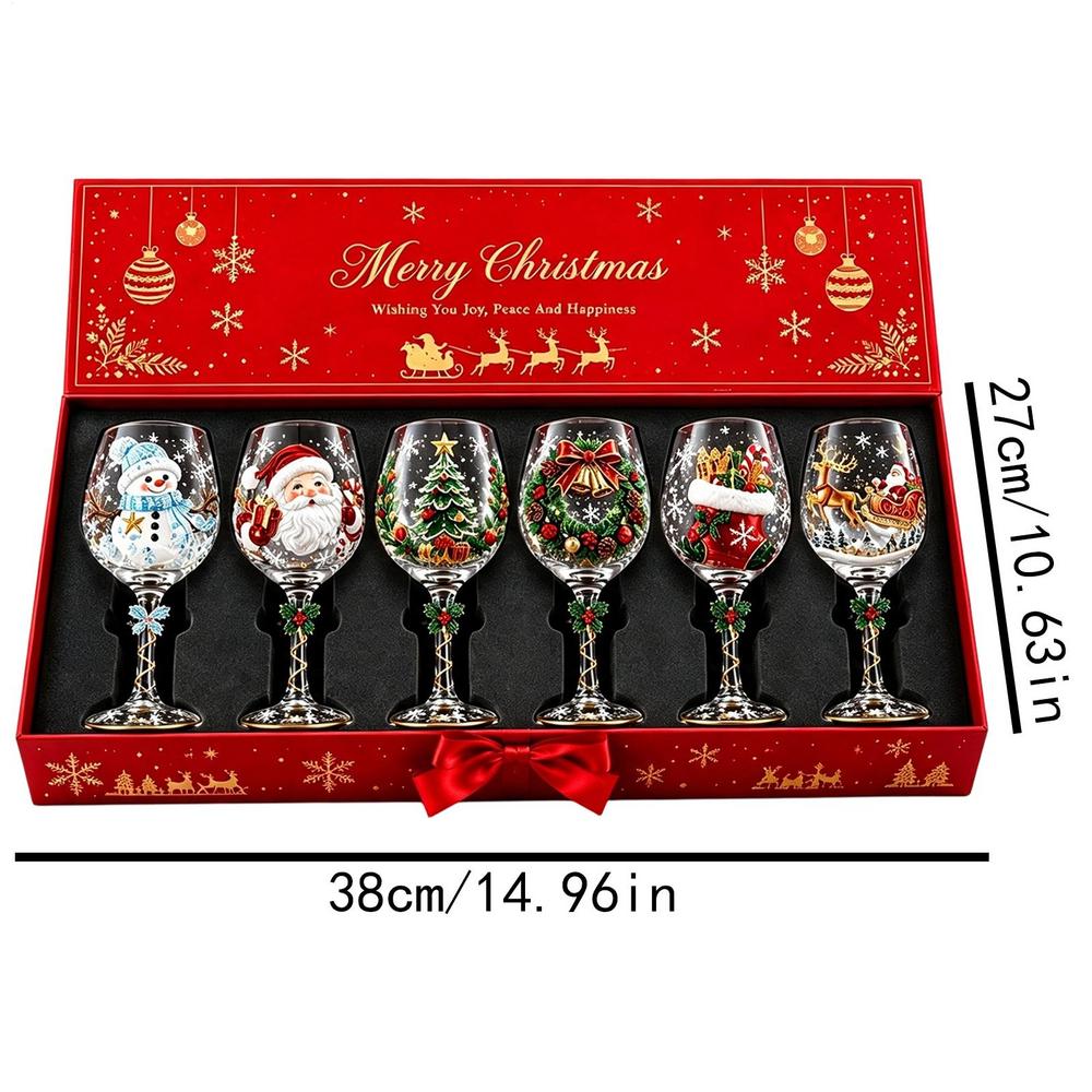 Christmas Wine Glasses,111ml 1D Embossed