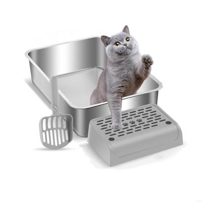 Safety Pet Litter Box Step Stool Trapping Mat Plastic Cats Litter Step Stair with Nonslip Texture for Cats Indoor Use X3UC