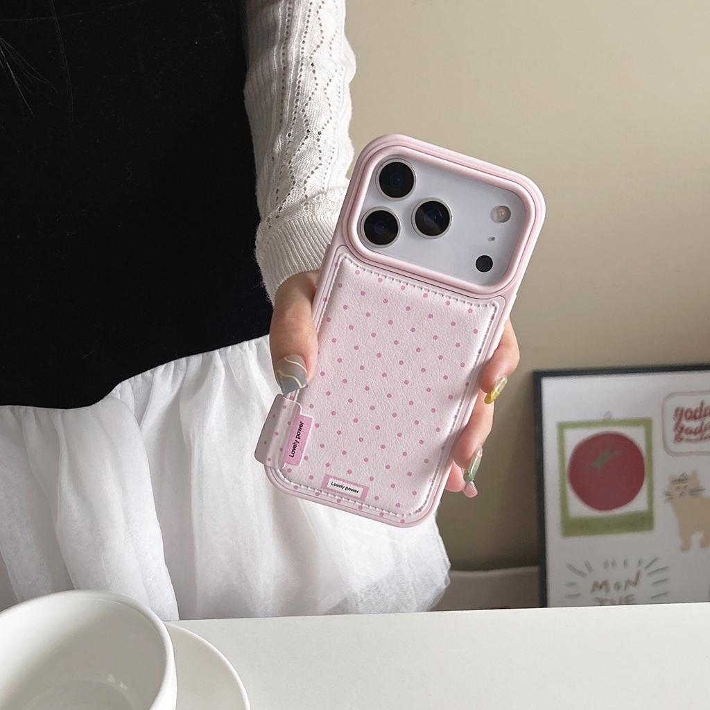 Simple Personality Blue Pink Solid Color Wave Point Leather Shock Proof Phone Cover Case for iPhone 17 16 15 14 Pro Max