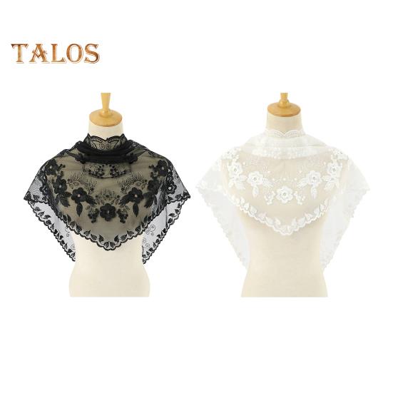 Eșarfă triunghiulară dantelă șal din satin eșarfă cu broderie goală model de flori șal de protecție solară pentru plajă ținută zilnică pentru femei