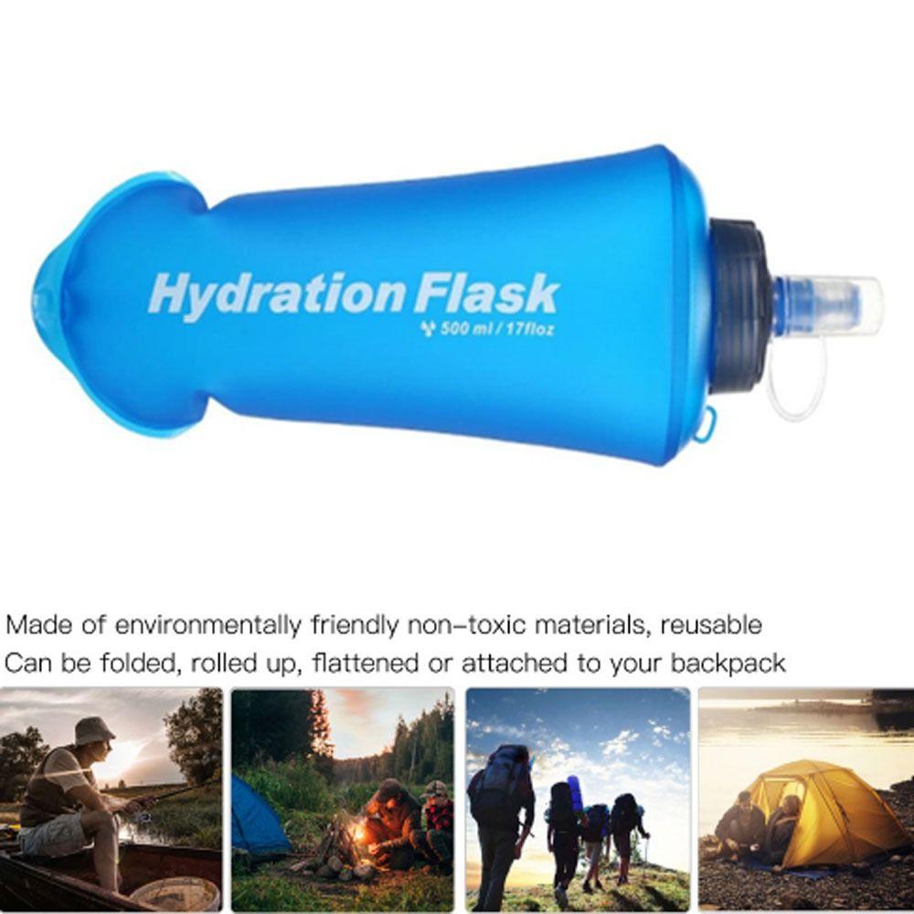 2 Pcs 500ml Foldable Water Bottle TPU Portable Water Bottle Durable Soft Water Bottle  Running