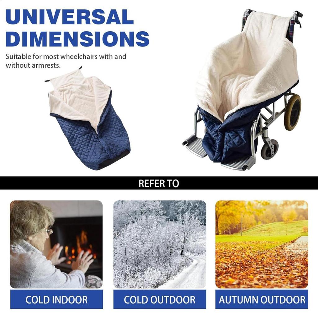 Fleece Wheelchair Blanket with Zipper Pocket Waterproof Windproof for Elderly Seniors Recliner Chair Travel Nursing Home Warmth